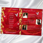 08 Pages Red and Golden Roses Funeral Program Template, Editable Bifold 8.5x11”Design, Obituary Celebration Of Life Program,Digital Download - Editable Memorial Canva Template