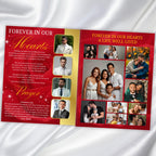 08 Pages Red and Golden Roses Funeral Program Template, Editable Bifold 8.5x11”Design, Obituary Celebration Of Life Program,Digital Download - Editable Memorial Canva Template