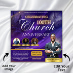 04 Church Anniversary Flyer Editable Templates, Canva Church Template, Church Anniversary, Religious Event Flyer, Praise and Worship - Editable Memorial Canva Template