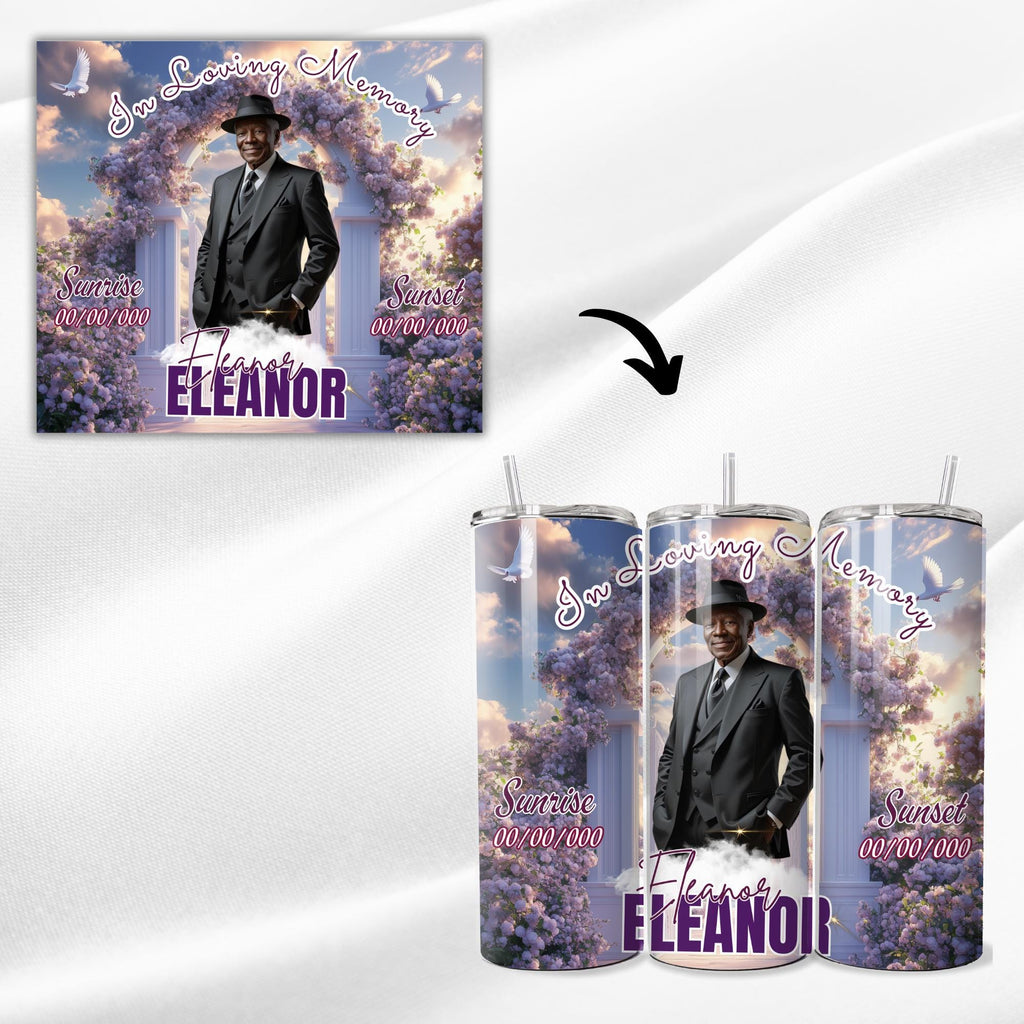 Memorial Tumbler Canva Editable Template Bundle, In Loving Memory Tumbler Template, Memorial Blue Tumbler, Add your Own Photo Canva Tumbler - Editable Memorial Canva Template