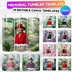 Memorial Tumbler Canva Editable Template Bundle, In Loving Memory Tumbler Template, Memorial Blue Tumbler, Add your Own Photo Canva Tumbler - Editable Memorial Canva Template