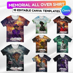 10 In Loving Memory Canva Editable All Over T Shirt Templates, Memorial Shirt Bundle, Rest in Peace, Funeral Shirt, Perfect for Sublimation - Editable Memorial Canva Template