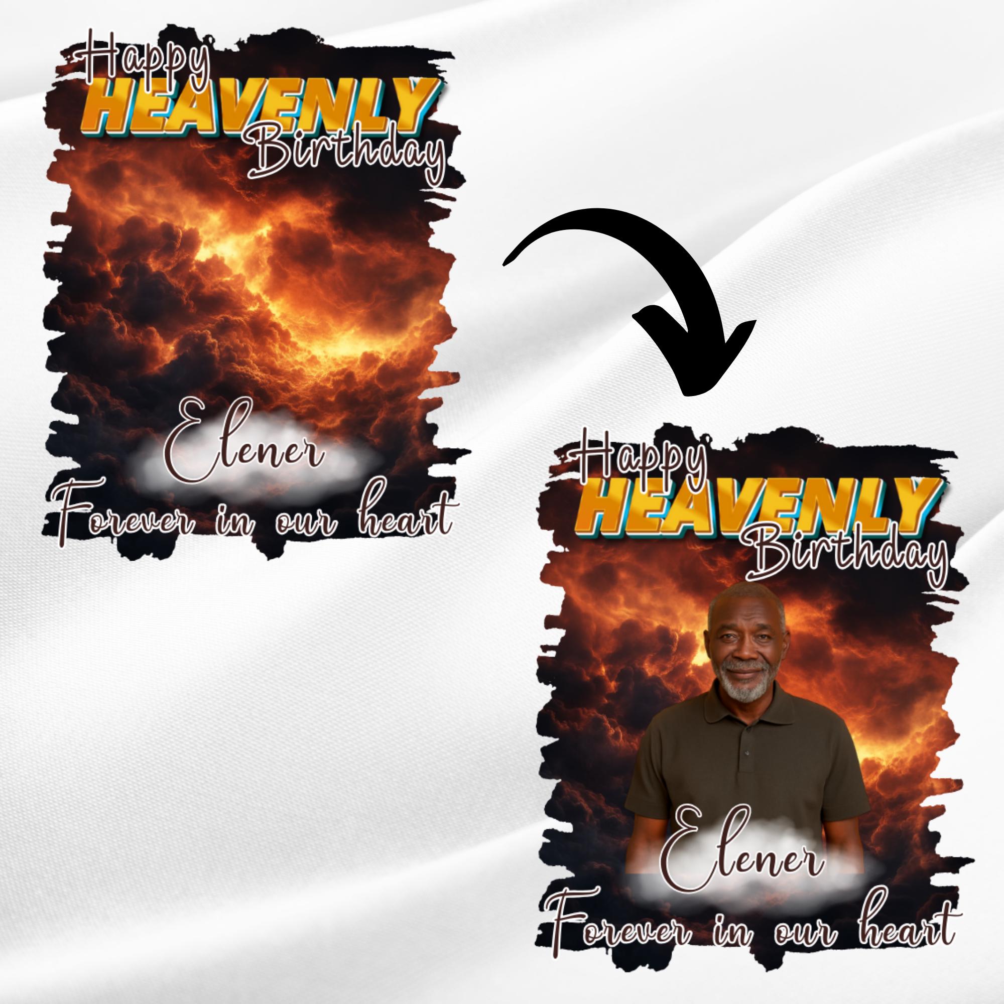 10 Happy Heavenly Birthday T Shirt Canva Editable Template, In Loving Memory Template, Memorial Canva Template,Forever In Our Heart Template - Editable Memorial Canva Template
