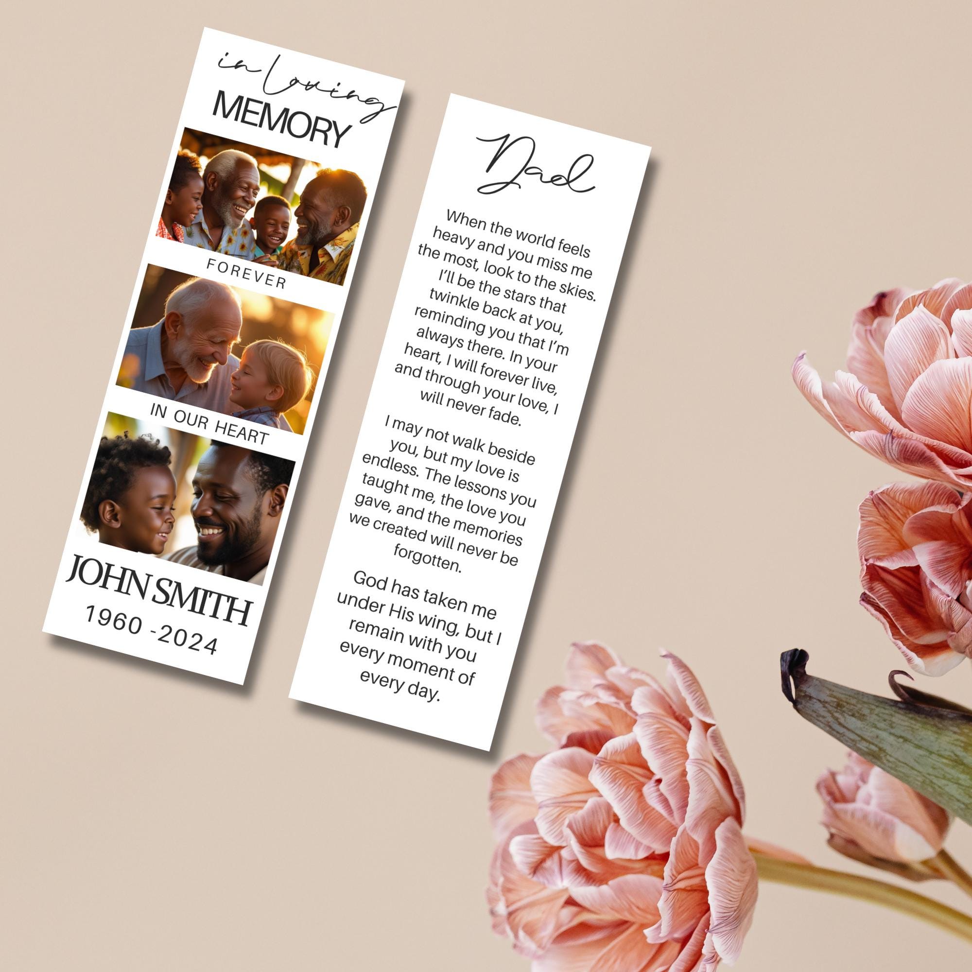 In Loving Memory Bookmark Canva Editable Template, Memorial Bookmark Template, Rest in Piece Bookmark Design, Funeral memorial Template - Editable Memorial Canva Template