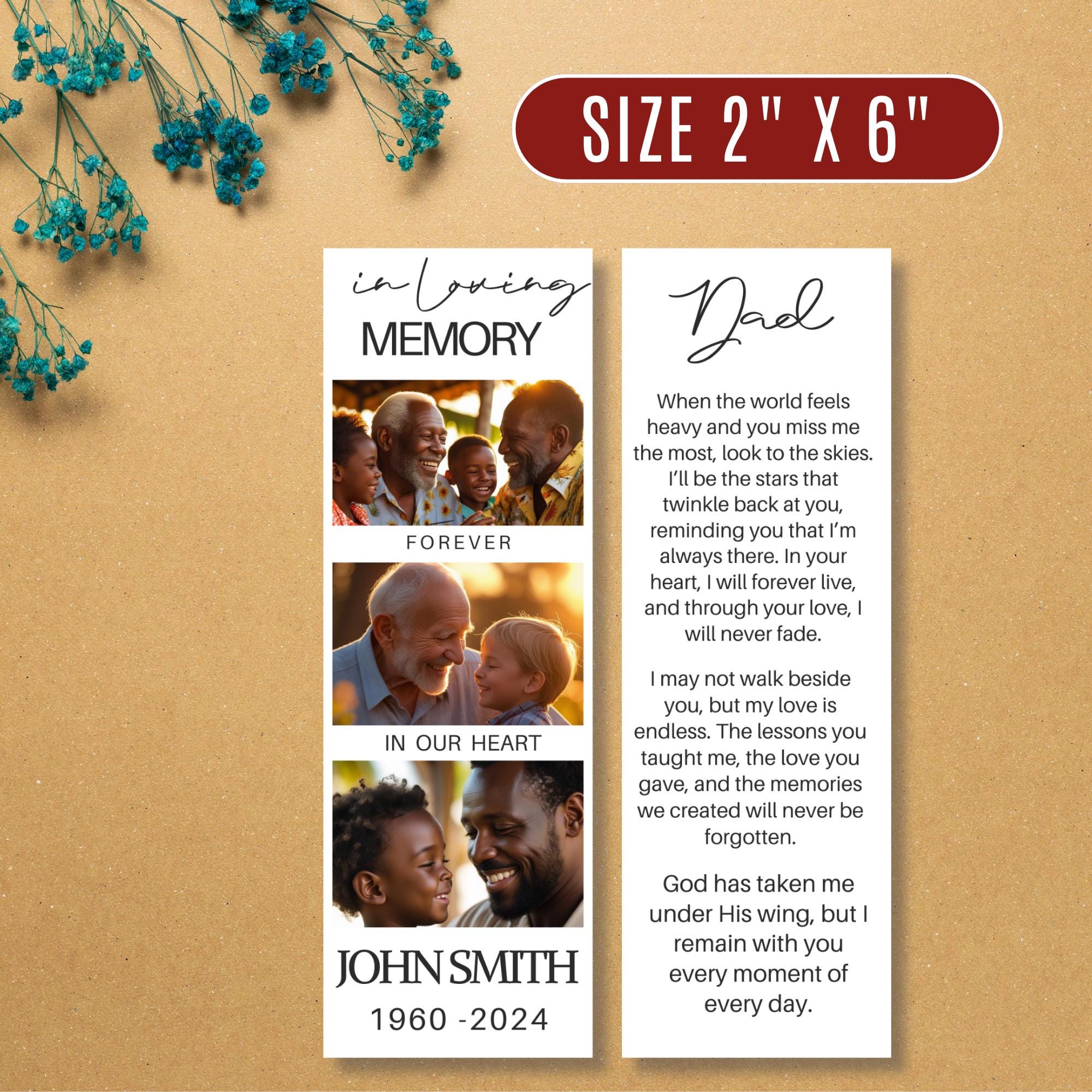In Loving Memory Bookmark Canva Editable Template, Memorial Bookmark Template, Rest in Piece Bookmark Design, Funeral memorial Template - Editable Memorial Canva Template