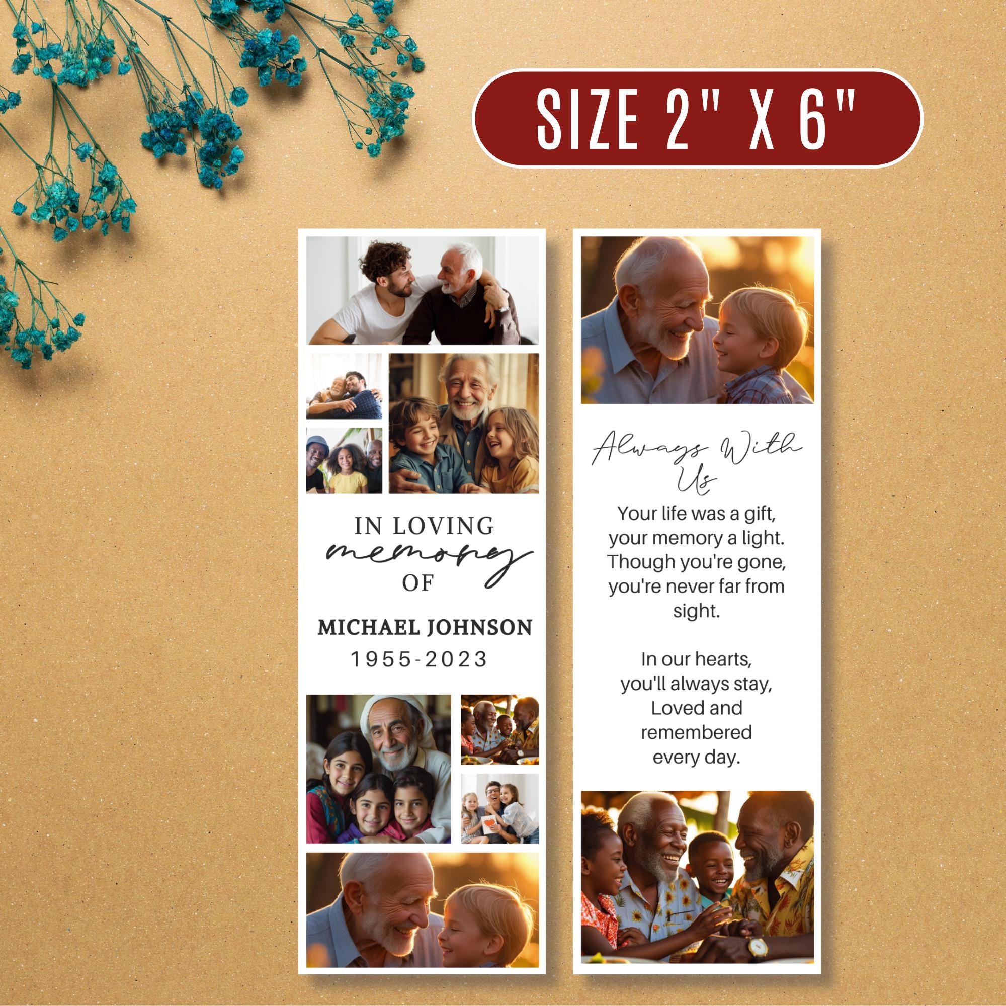 In Loving Memory Bookmark Canva Editable Template, Memorial Bookmark Template, Rest in Piece Bookmark Design, Funeral memorial Template - Editable Memorial Canva Template