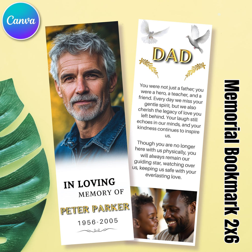 In Loving Memory Bookmark Canva Editable Template, Memorial Bookmark Template, Rest in Piece Bookmark Design, Funeral memorial Template - Editable Memorial Canva Template