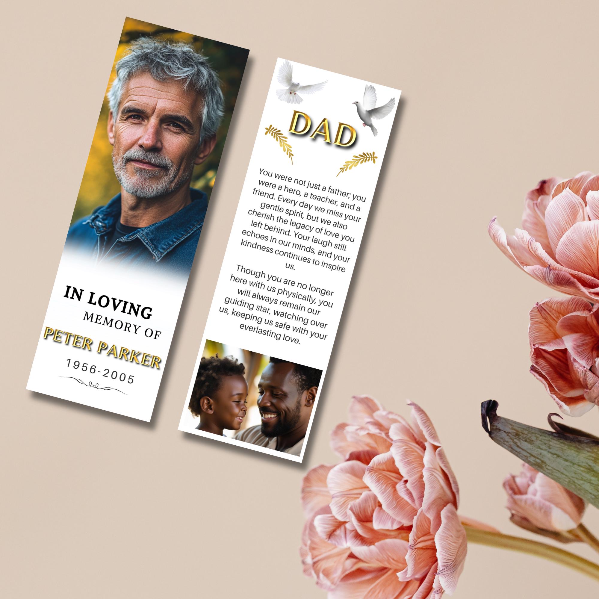 In Loving Memory Bookmark Canva Editable Template, Memorial Bookmark Template, Rest in Piece Bookmark Design, Funeral memorial Template - Editable Memorial Canva Template