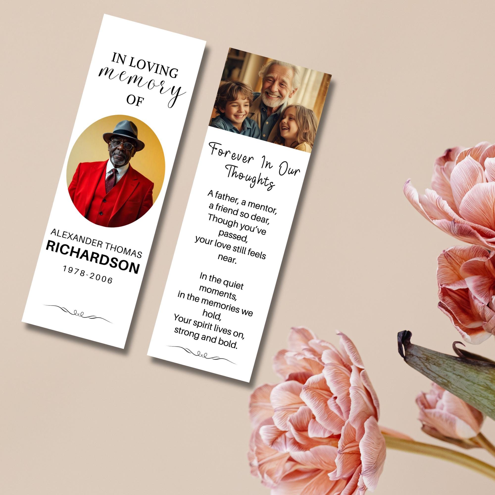 In Loving Memory Bookmark Canva Editable Template, Memorial Bookmark Template, Rest in Piece Bookmark Design, Funeral memorial Template - Editable Memorial Canva Template