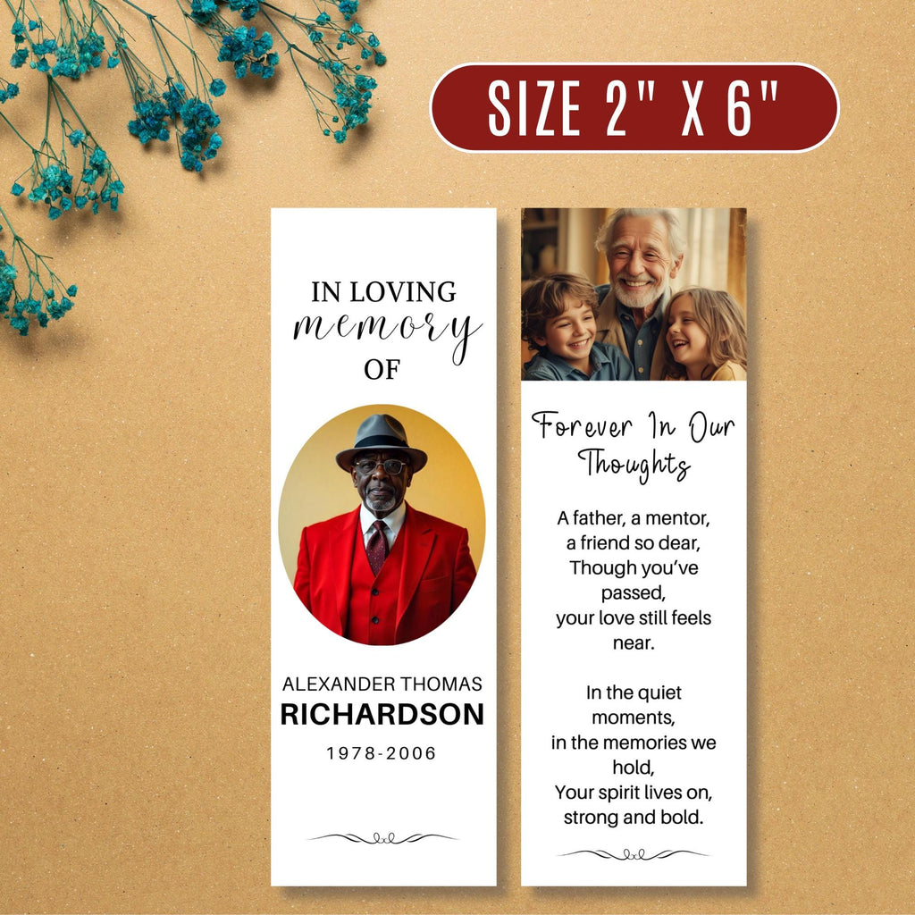 In Loving Memory Bookmark Canva Editable Template, Memorial Bookmark Template, Rest in Piece Bookmark Design, Funeral memorial Template - Editable Memorial Canva Template