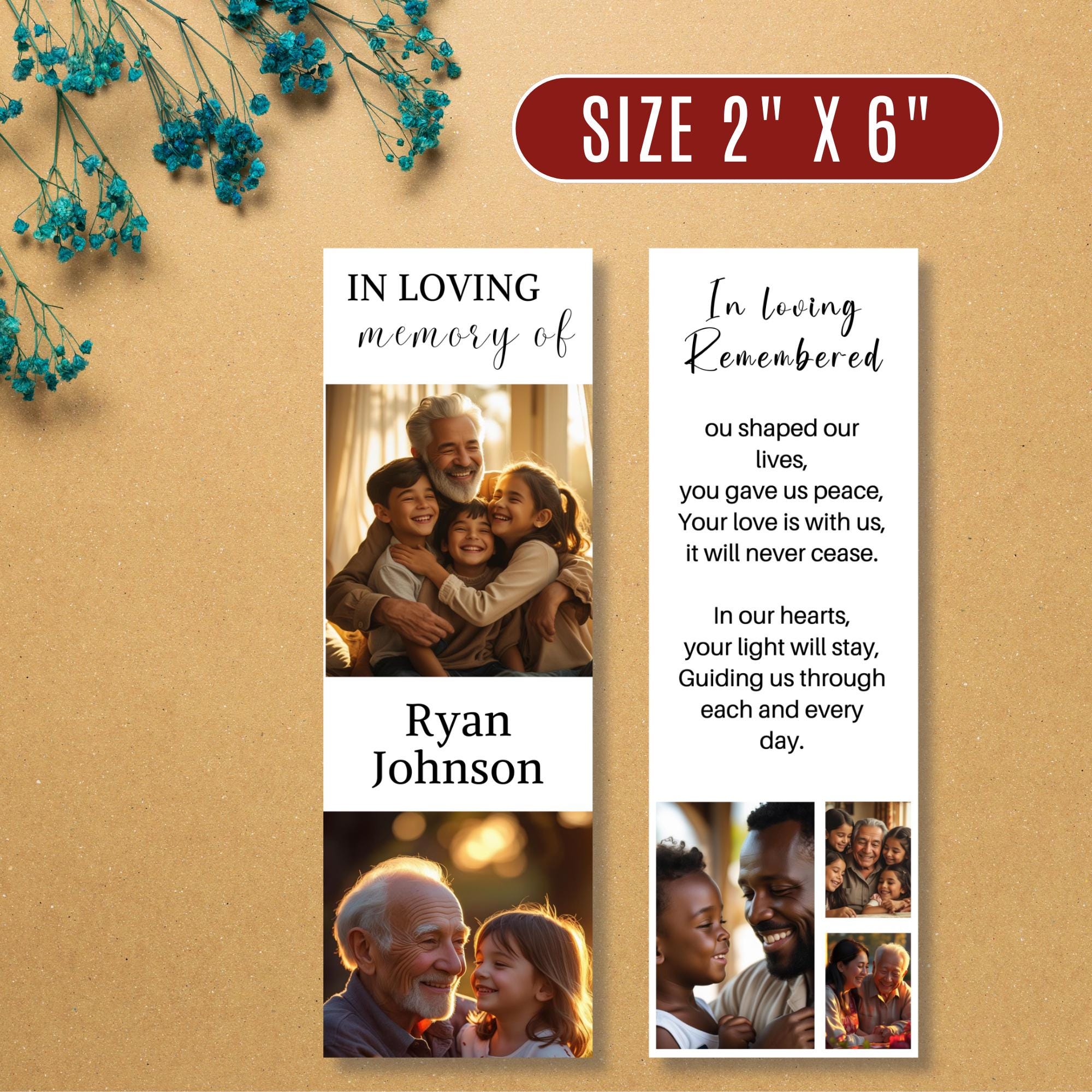 In Loving Memory Bookmark Canva Editable Template, Memorial Bookmark Template, Rest in Piece Bookmark Design, Funeral memorial Template - Editable Memorial Canva Template