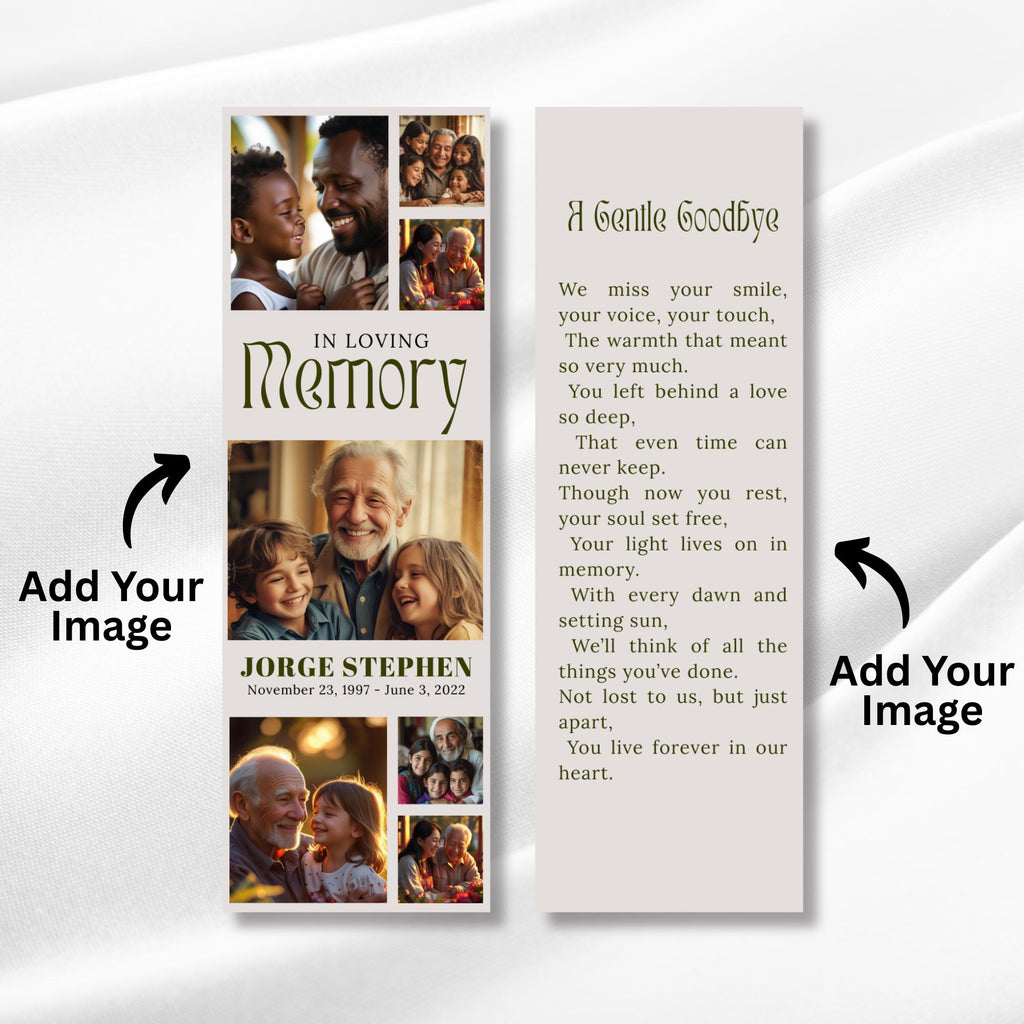 In Loving Memory Bookmark Canva Editable Template, Memorial Bookmark Template, Rest in Piece Bookmark Design, Funeral memorial Template - Editable Memorial Canva Template