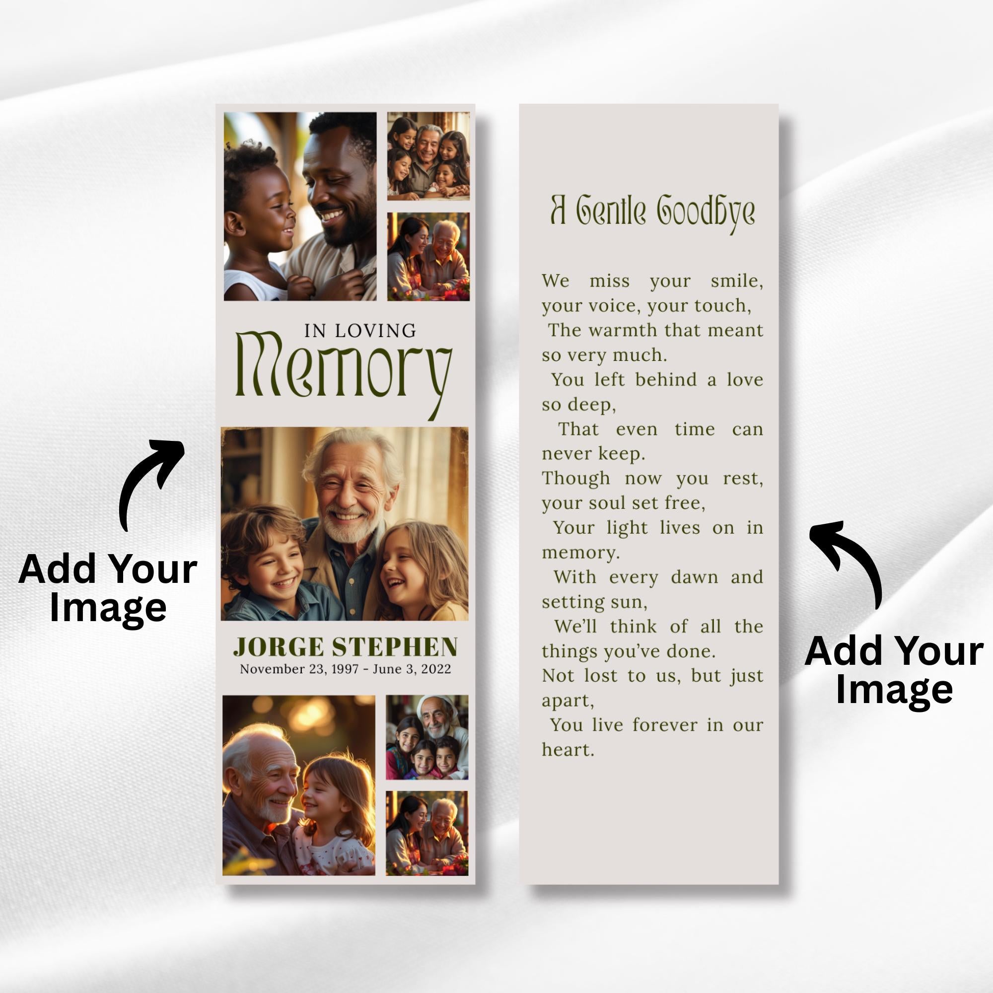 In Loving Memory Bookmark Canva Editable Template, Memorial Bookmark Template, Rest in Piece Bookmark Design, Funeral memorial Template - Editable Memorial Canva Template