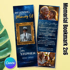 In Loving Memory Blue Bookmark Canva Editable Template, Memorial Bookmark Template, Rest in Piece Bookmark Design, Funeral memorial Template - Editable Memorial Canva Template