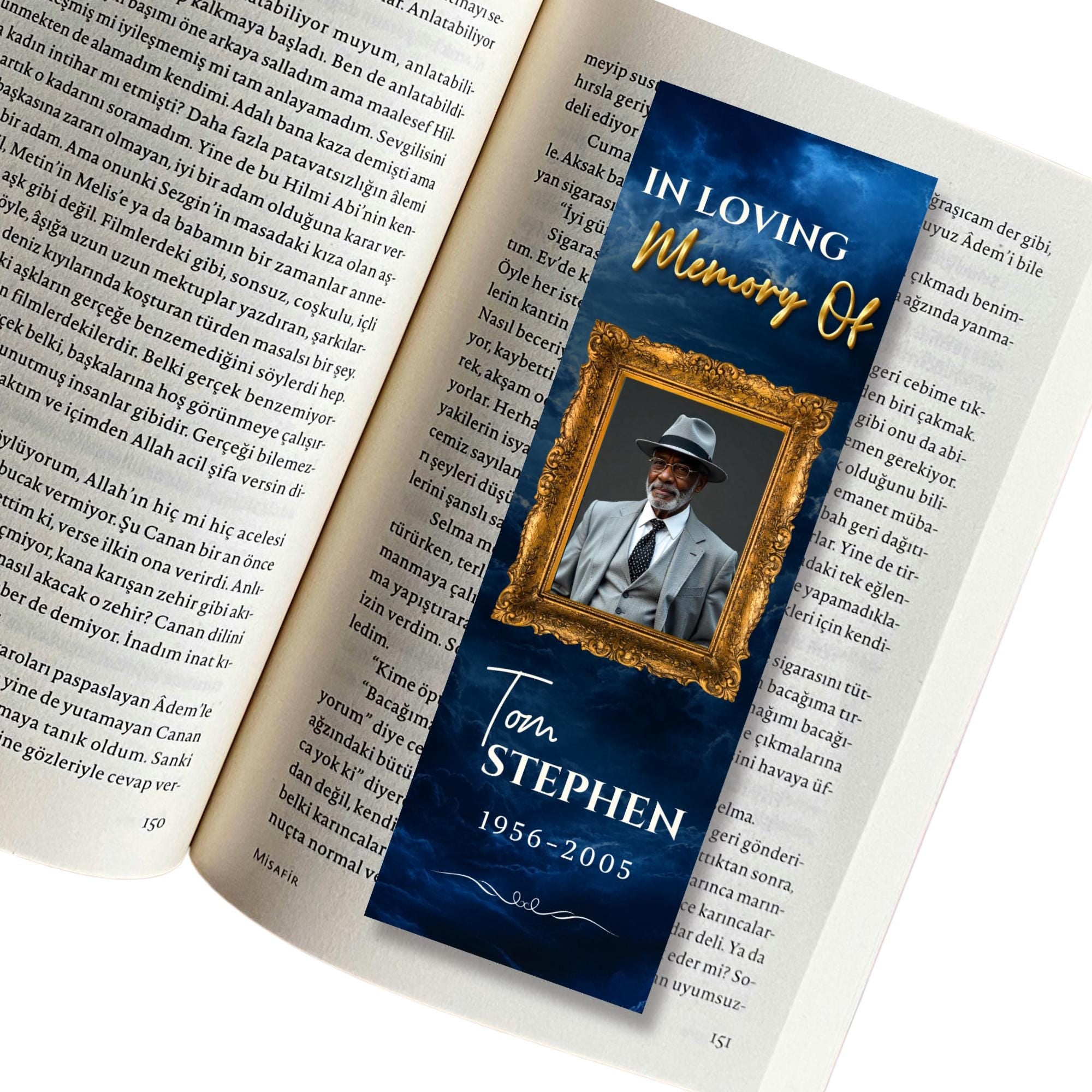 In Loving Memory Blue Bookmark Canva Editable Template, Memorial Bookmark Template, Rest in Piece Bookmark Design, Funeral memorial Template - Editable Memorial Canva Template