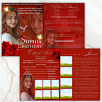 04 Pages Red Funeral Program Template, Bi-Fold Funeral Program, Obituary Celebration Of Life Program, Digital Download - Editable Memorial Canva Template