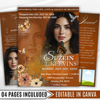 04 Pages Funeral Program Template, Bi-Fold Funeral Program, Obituary Celebration Of Life Program, Memorial Canva Template, Digital Download - Editable Memorial Canva Template