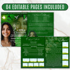 04 Pages Green Funeral Program Template, Bi-Fold Funeral Program, Obituary Celebration Of Life Program, Digital Download - Editable Memorial Canva Template