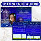 04 Pages Blue Funeral Program Template, Bi-Fold Funeral Program, Obituary Celebration Of Life Program, Memorial Template, Digital Download - Editable Memorial Canva Template