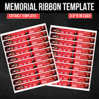 In Loving Memory Red Ribbon Canva Editable Template, Rest in Piece Ribbon Design, Funeral memorial Template, Memorial Ribbon Template - Editable Memorial Canva Template