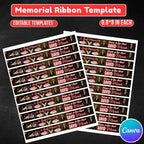In Loving Memory Black & Red Ribbon Canva Editable Template, Rest in Piece Ribbon Design, Funeral memorial Template,Memorial Ribbon Template - Editable Memorial Canva Template