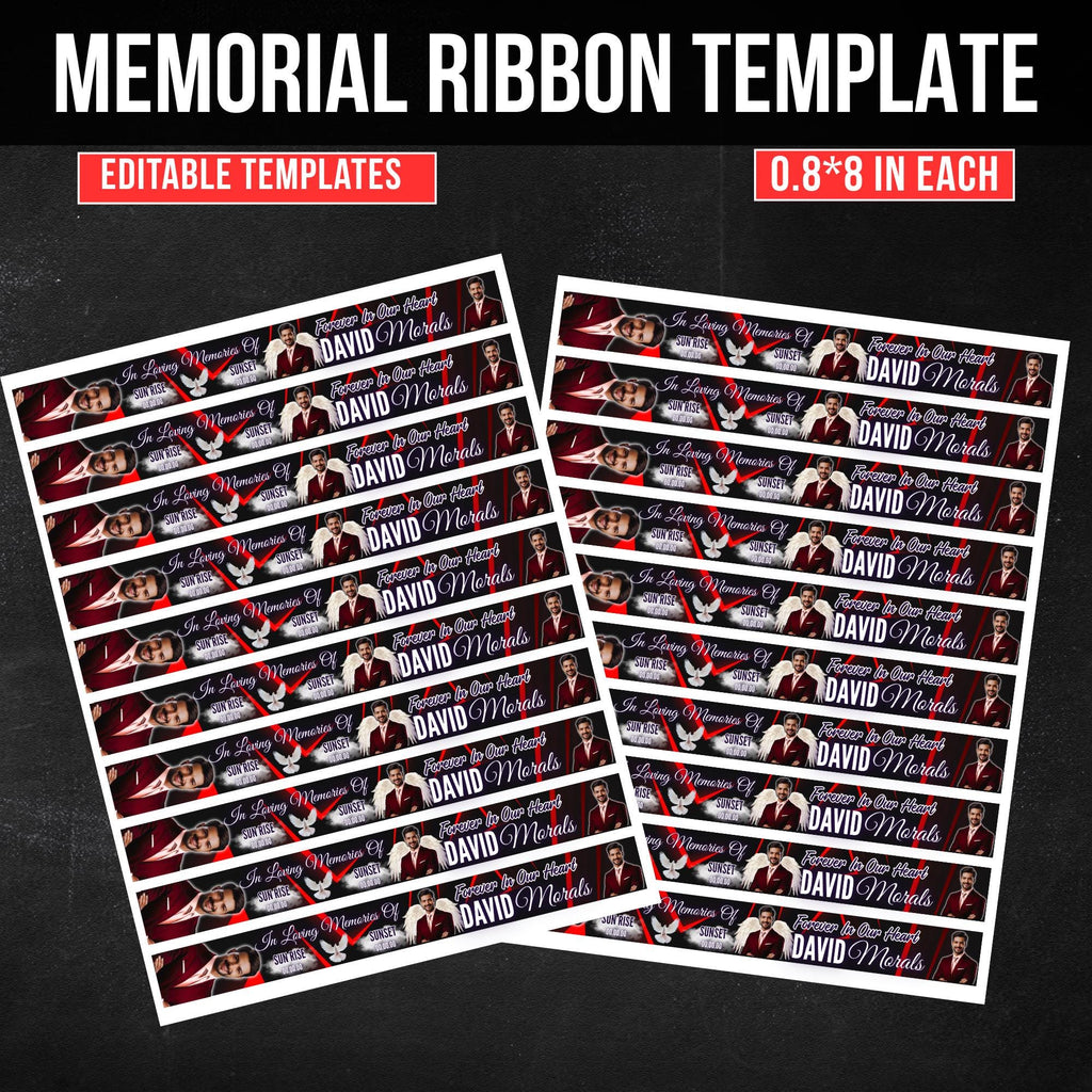 In Loving Memory Ribbon Canva Editable Template, Rest in Piece Ribbon Design, Funeral memorial Template, Memorial Ribbon Template - Editable Memorial Canva Template
