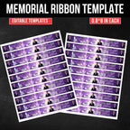 In Loving Memory Purple Ribbon Canva Editable Template, Rest in Piece Ribbon Design, Funeral memorial Template, Memorial Ribbon Template - Editable Memorial Canva Template