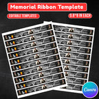 In Loving Memory Black Ribbon Canva Editable Template, Rest in Piece Ribbon Design, Funeral memorial Template, Memorial Ribbon Template - Editable Memorial Canva Template