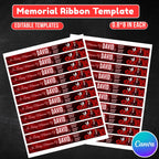In Loving Memory Red Ribbon Canva Editable Template, Rest in Piece Ribbon Design, Funeral memorial Template, Memorial Ribbon Template - Editable Memorial Canva Template