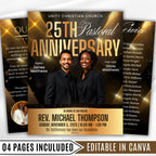 25th Pastoral Anniversary Flyer Editable Template, Bi-Fold Funeral Program, Church Program Template, Printable & Editable, Instant Download - Editable Memorial Canva Template