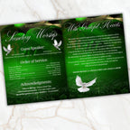 04 Green Church Anniversary Program Template, Editable Bifold 8.5x11” Design, Church Appreciation Program, Anniversary & Faith Celebration - Editable Memorial Canva Template
