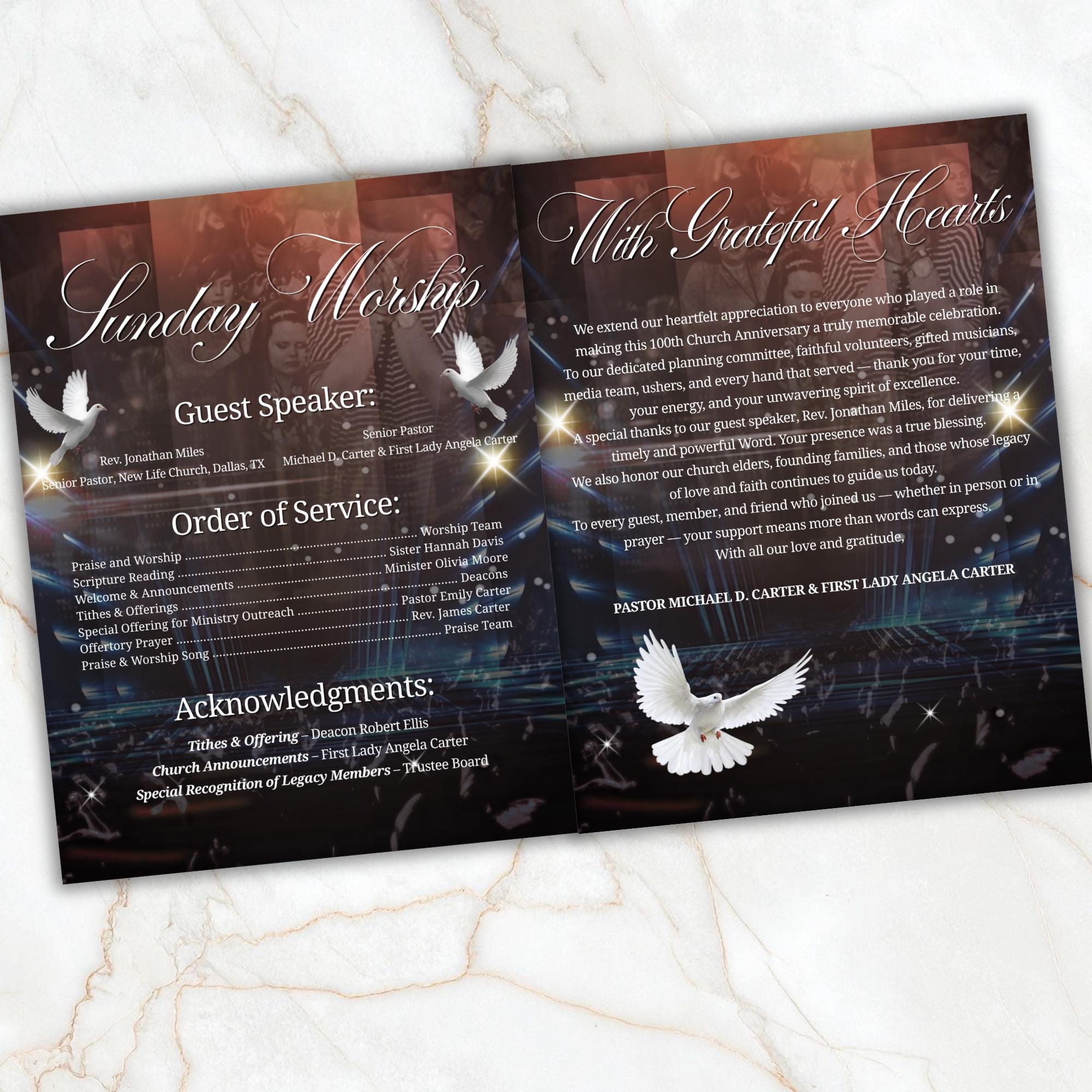 30th Black Church Anniversary Program Template, Editable Bifold 8.5x11” Design, Church Appreciation Program, Anniversary & Faith Celebration - Editable Memorial Canva Template
