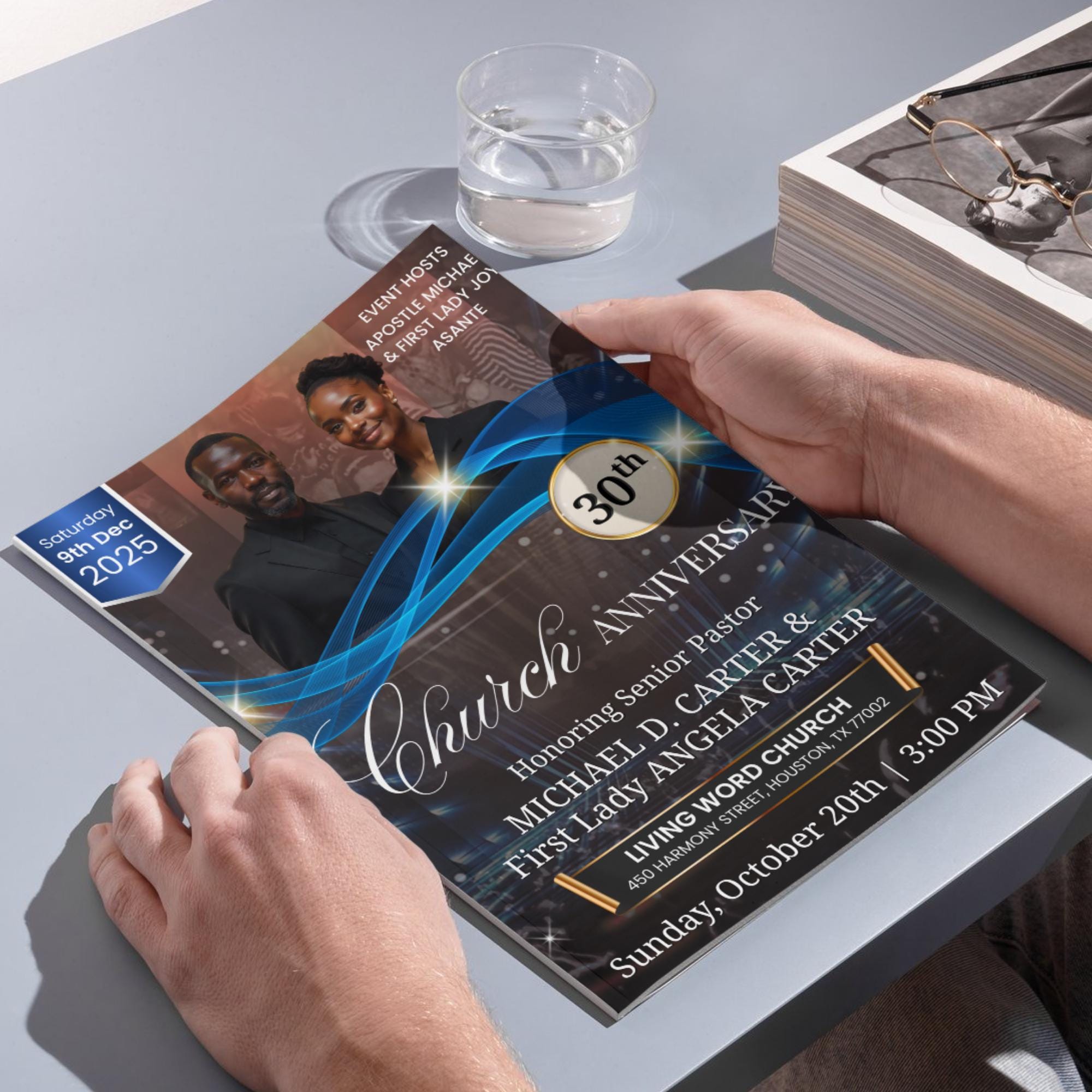 30th Black Church Anniversary Program Template, Editable Bifold 8.5x11” Design, Church Appreciation Program, Anniversary & Faith Celebration - Editable Memorial Canva Template
