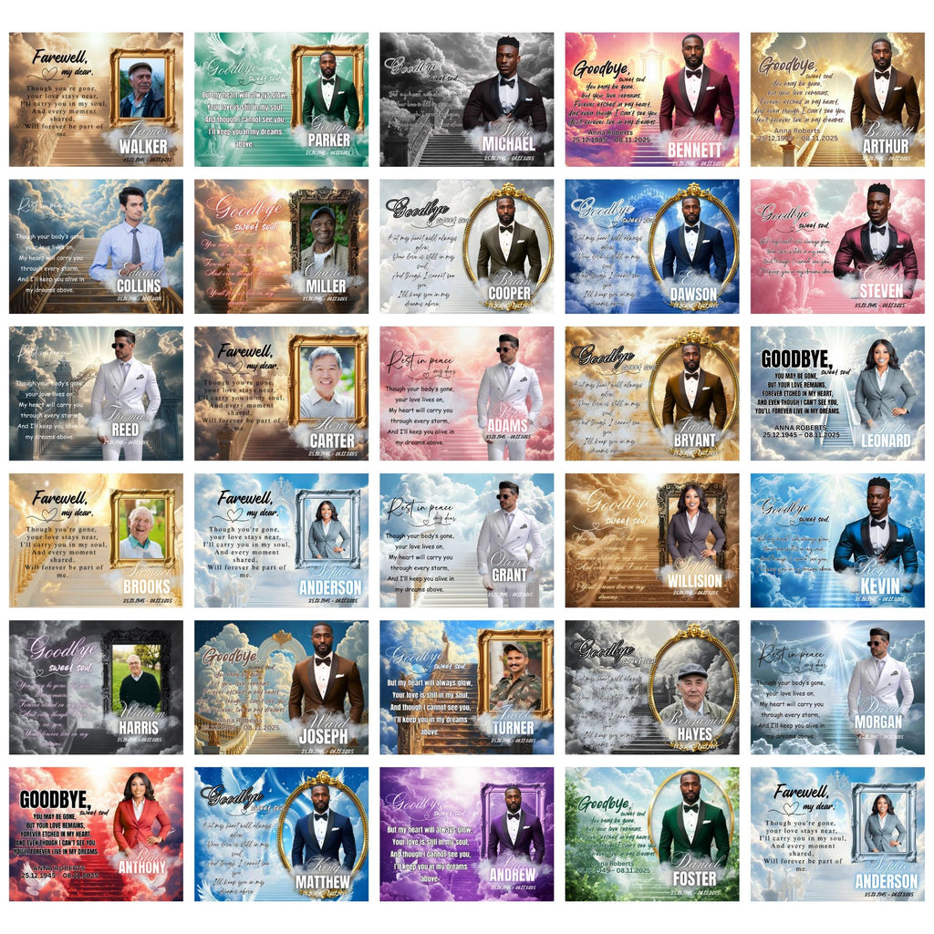 29 Memorial Canva Editable Templates, In Loving Memory Template, Funeral & Memorial Designs, Memorial Backgrounds, Rest In Peace - Editable Memorial Canva Template