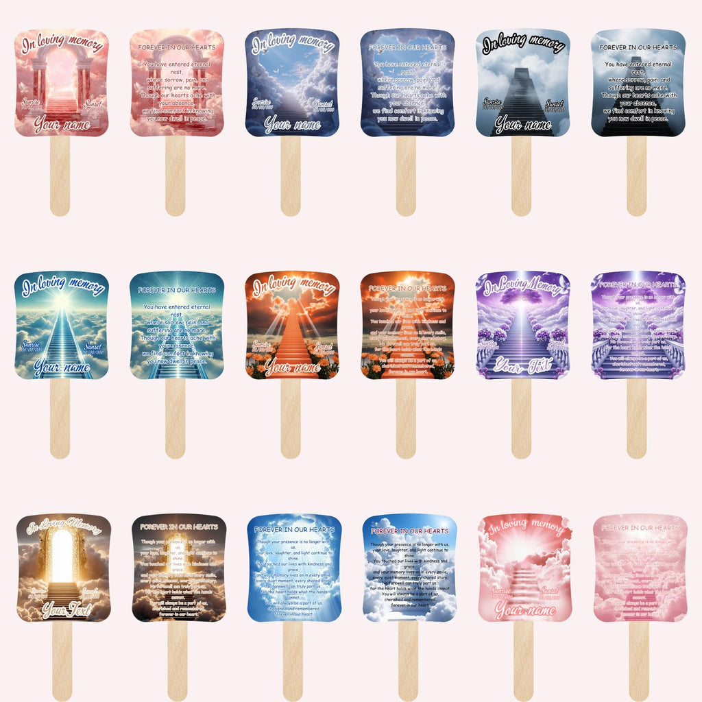 06 Purple Memorial Paddle Fan Editable Template, In Loving Memory Fan, Celebration of Life Paddle Fan, In Loving Memory Handheld Tribute - Editable Memorial Canva Template