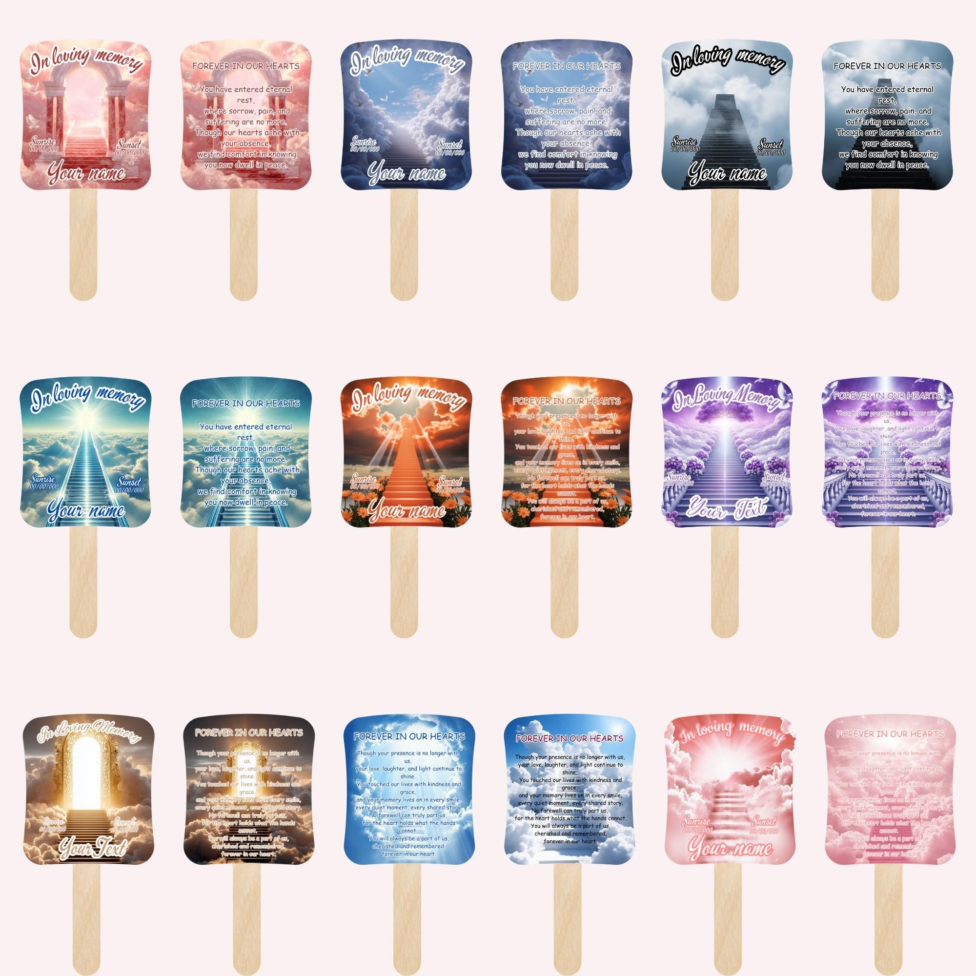 06 Purple Memorial Paddle Fan Editable Template, In Loving Memory Fan, Celebration of Life Paddle Fan, In Loving Memory Handheld Tribute - Editable Memorial Canva Template
