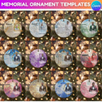 39 In Loving Memory Christmas Ornament Editable Template, Round Christmas in Heaven, Memorial Ornaments Template, Funeral & Celebration - Editable Memorial Canva Template