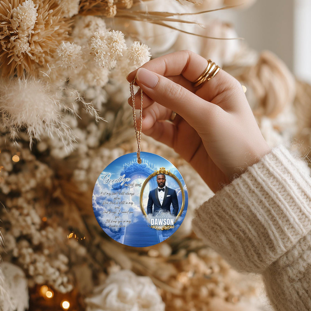 39 In Loving Memory Christmas Ornament Editable Template, Round Christmas in Heaven, Memorial Ornaments Template, Funeral & Celebration - Editable Memorial Canva Template