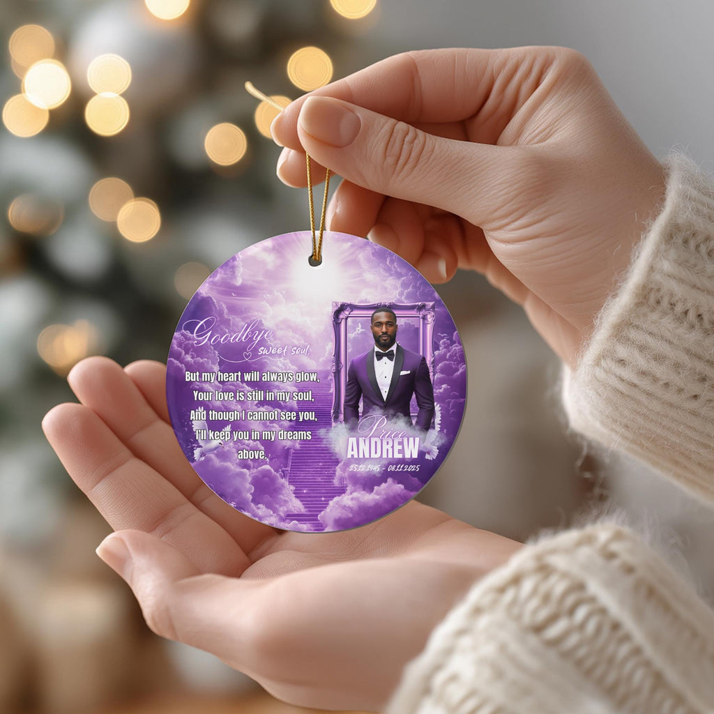 39 In Loving Memory Christmas Ornament Editable Template, Round Christmas in Heaven, Memorial Ornaments Template, Funeral & Celebration - Editable Memorial Canva Template