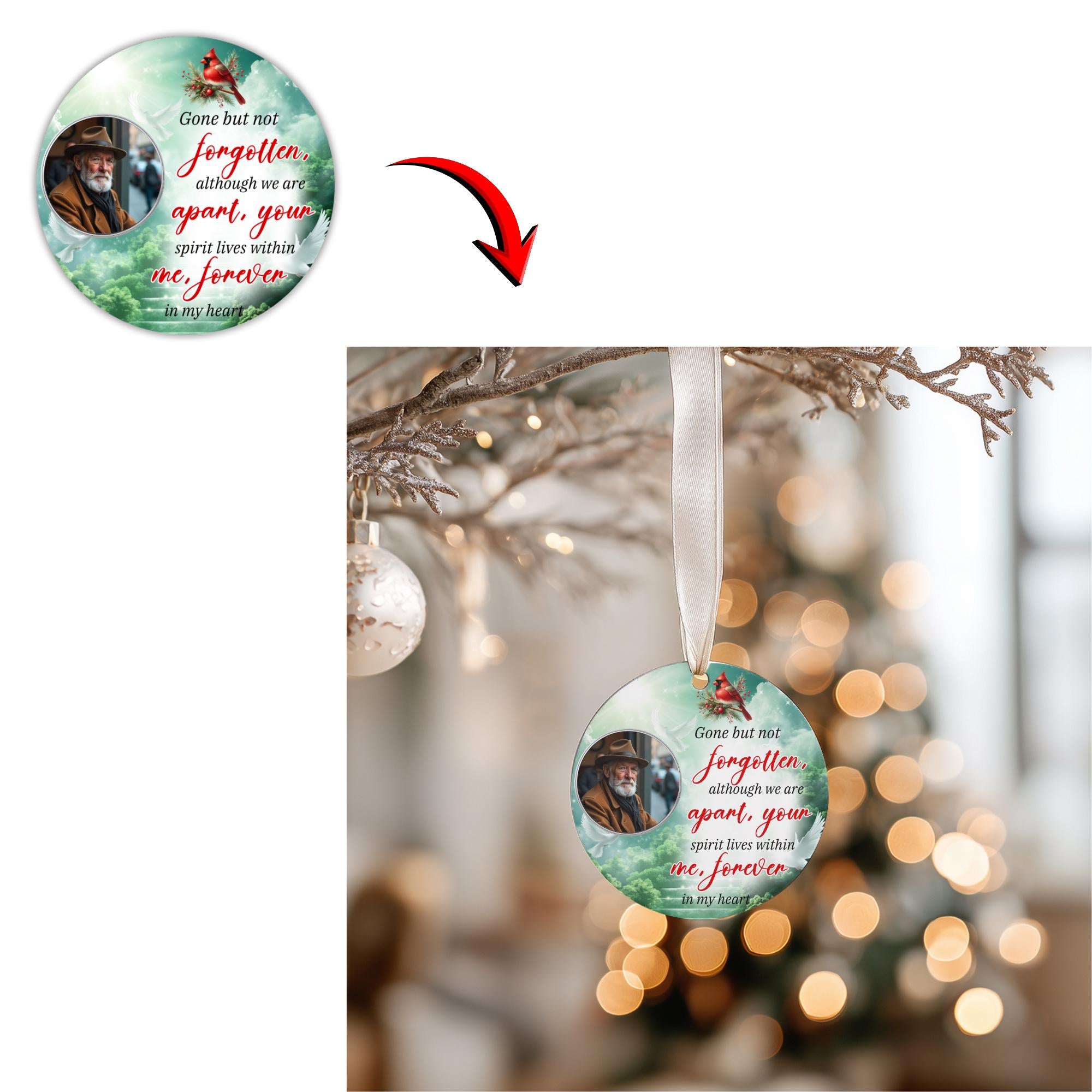 100 In Loving Memory Christmas Ornament Editable Template, Round Christmas in Heaven, Memorial Ornaments Template, Funeral & Celebration - Editable Memorial Canva Template