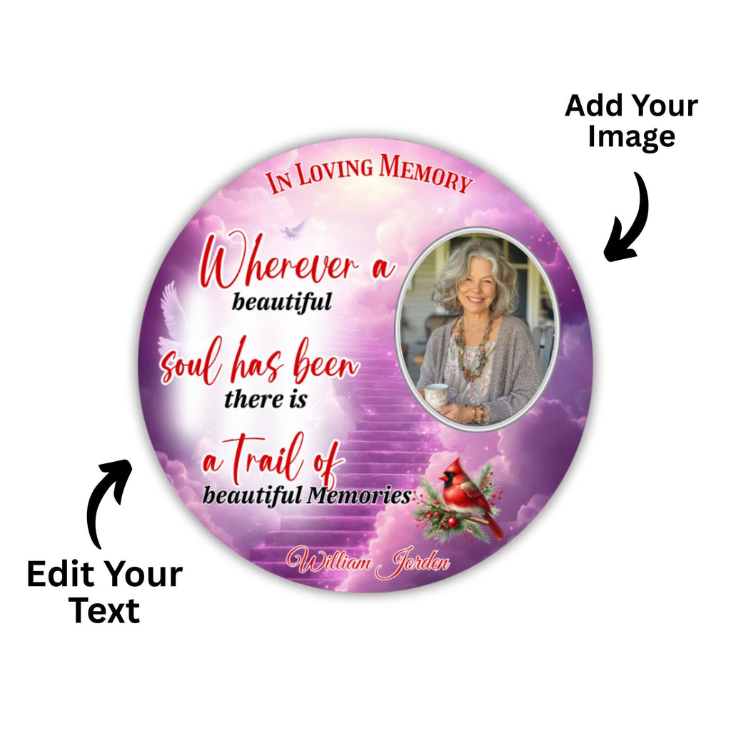 100 In Loving Memory Christmas Ornament Editable Template, Round Christmas in Heaven, Memorial Ornaments Template, Christmas Heaven Ornament - Editable Memorial Canva Template