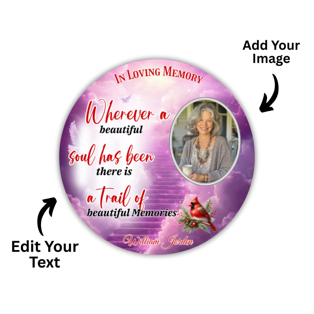 100 In Loving Memory Christmas Ornament Editable Template, Round Christmas in Heaven, Memorial Ornaments Template, Christmas Heaven Ornament - Editable Memorial Canva Template