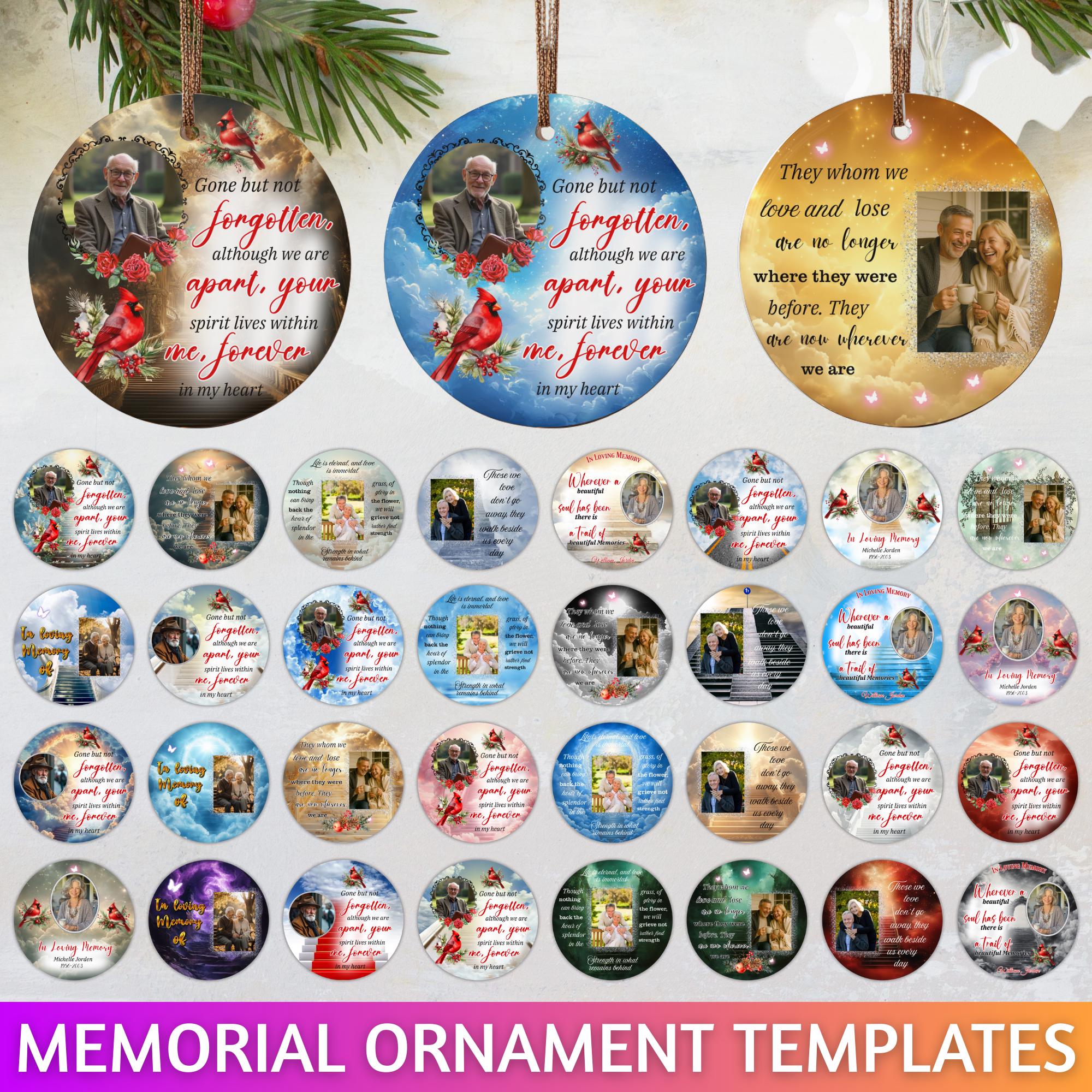 100 In Loving Memory Christmas Ornament Editable Template, Round Christmas in Heaven, Memorial Ornaments Template, Christmas Heaven Ornament - Editable Memorial Canva Template