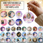 100 In Loving Memory Christmas Ornament Editable Template, Round Christmas in Heaven, Memorial Ornaments Template, Christmas Heaven Ornament - Editable Memorial Canva Template
