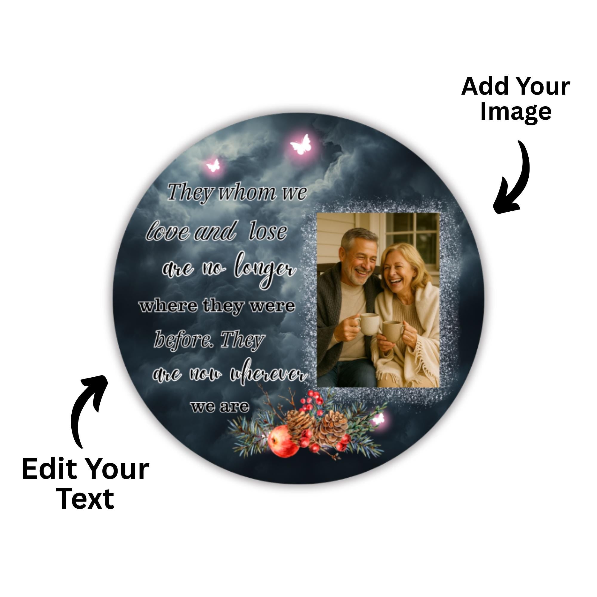 100+ In Loving Memory Christmas Ornament Editable Template, Round Christmas in Heaven, Memorial Ornaments Template, Funeral & Celebration - Editable Memorial Canva Template
