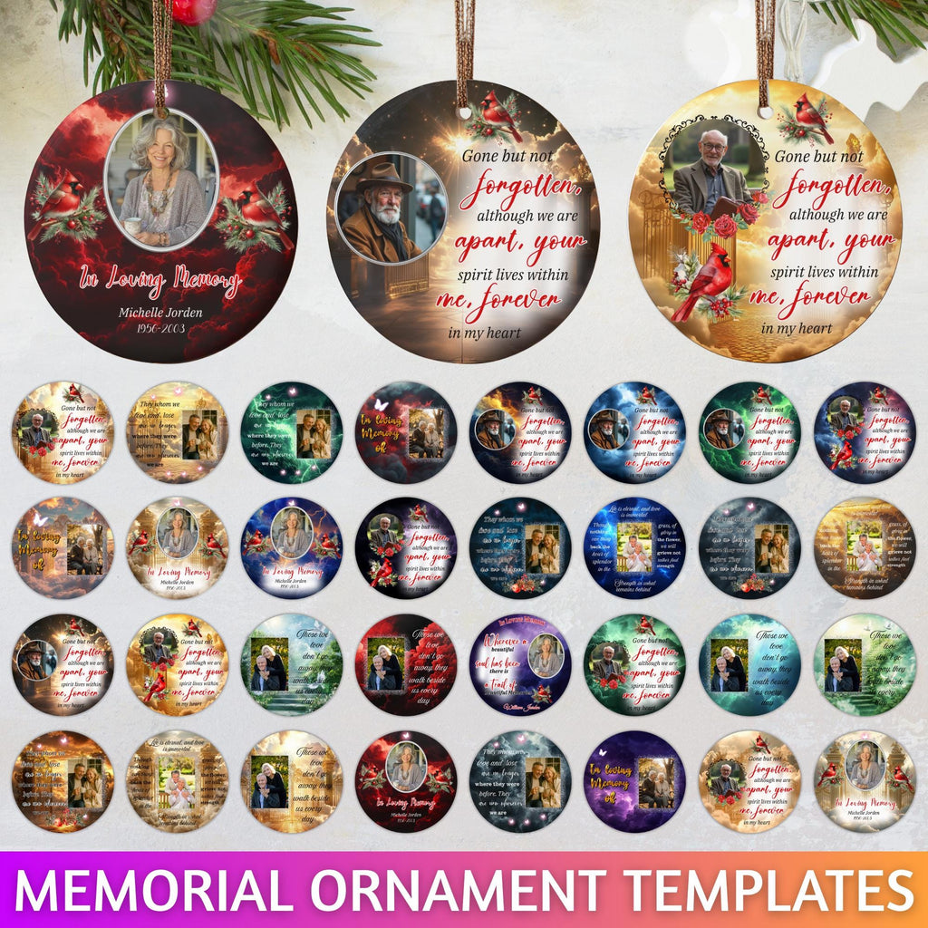 100+ In Loving Memory Christmas Ornament Editable Template, Round Christmas in Heaven, Memorial Ornaments Template, Funeral & Celebration - Editable Memorial Canva Template