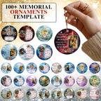 100+ In Loving Memory Christmas Ornament Editable Template, Round Christmas in Heaven, Memorial Ornaments Template, Funeral & Celebration - Editable Memorial Canva Template