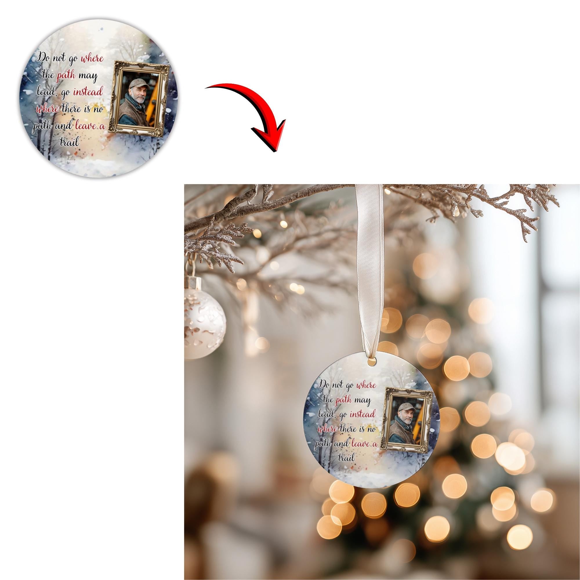 30 In Loving Memory Christmas Ornament Editable Template, Round Christmas in Heaven, Memorial Ornaments Template, Funeral & Celebration - Editable Memorial Canva Template