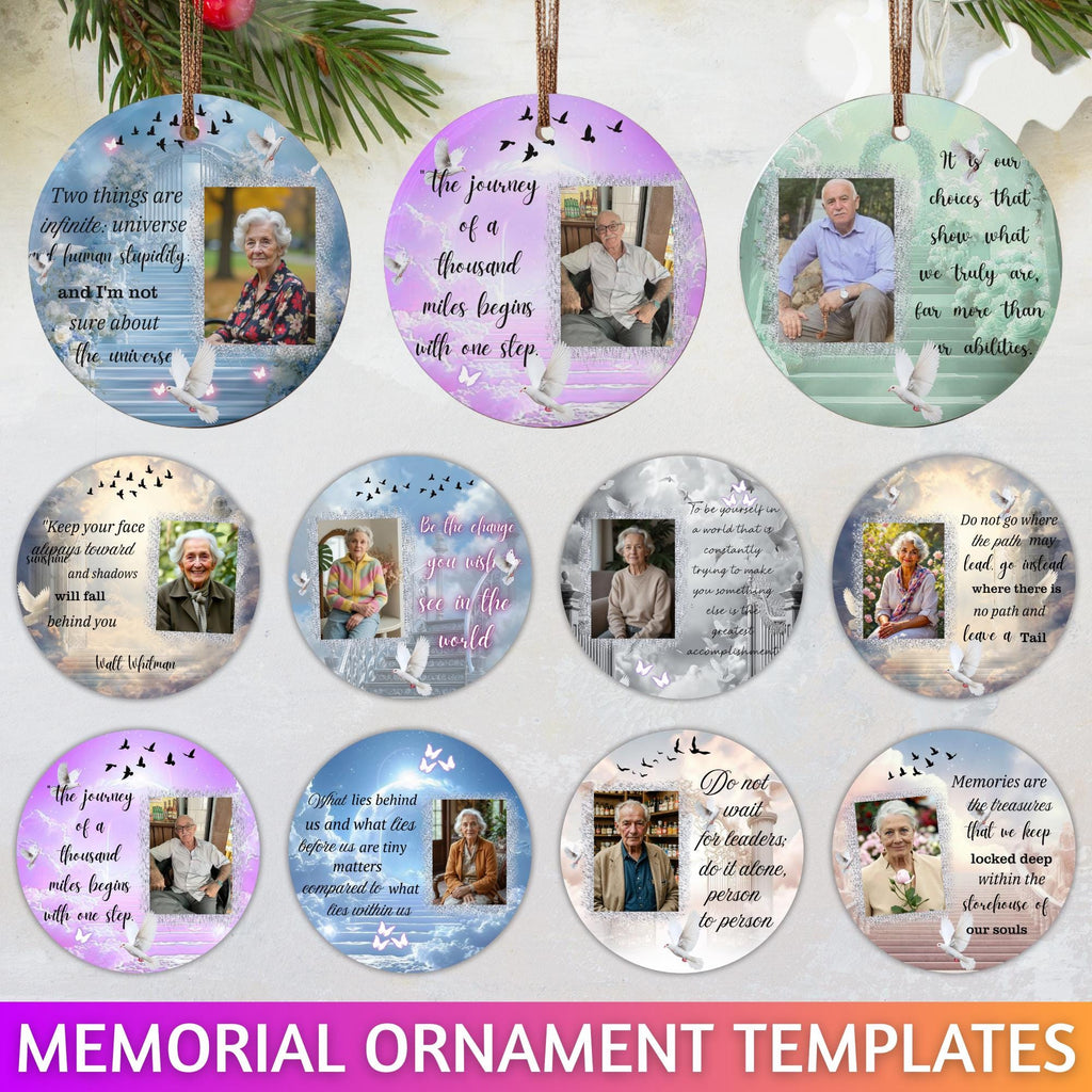 30 In Loving Memory Christmas Ornament Editable Template, Round Christmas in Heaven, Memorial Ornaments Template, Funeral & Celebration - Editable Memorial Canva Template