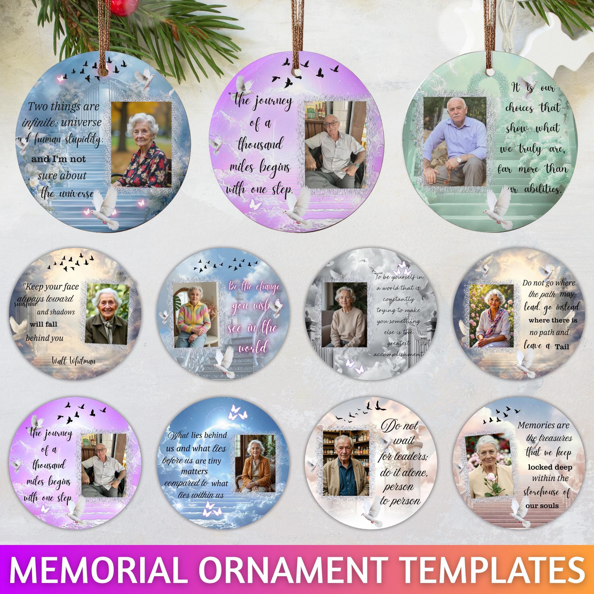30 In Loving Memory Christmas Ornament Editable Template, Round Christmas in Heaven, Memorial Ornaments Template, Funeral & Celebration - Editable Memorial Canva Template